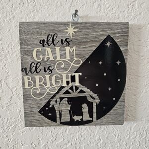 All is Calm All is Bright Handmade Christmas Sign Manger Ornament Decoration
